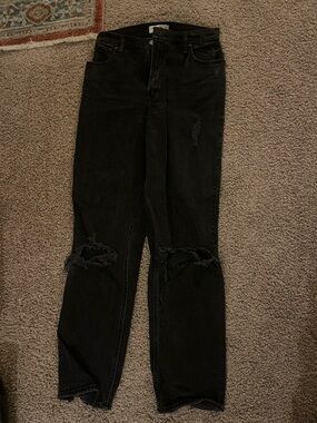 Abercrombie & Fitch Black Distressed Relaxed Jeans